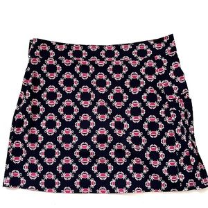 Crown & Ivy GOLF Navy/Pink Crab Print Lined Athleisure Skort